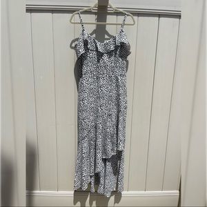 BCX Black & White Spotted Long Asymmetrical Dress ✨